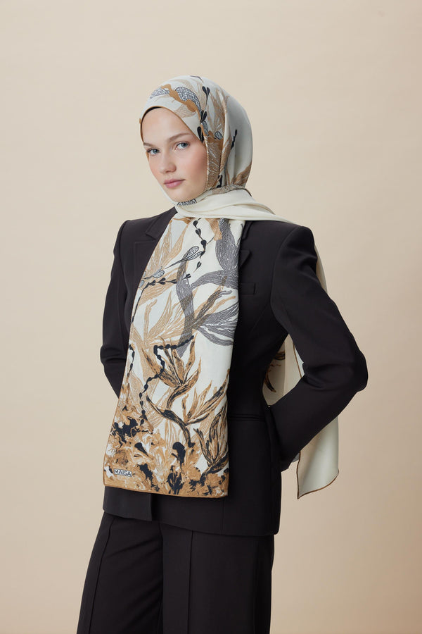 Sitare Pamuk İpek Şal 70x190 Cm - Bej