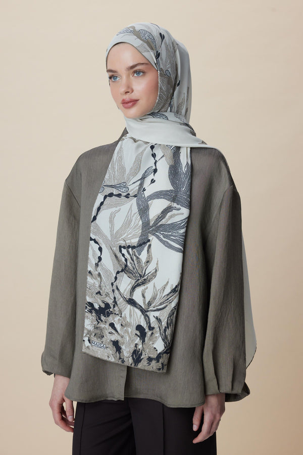 Sitare Pamuk İpek Şal 70x190 Cm - Taş