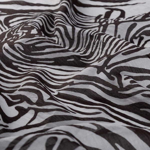 Siyah Beyaz Zebra Desenli Tensel Eşarp