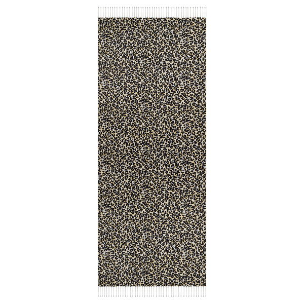 Siyah Gold Leopar Desenli İpek Şal
