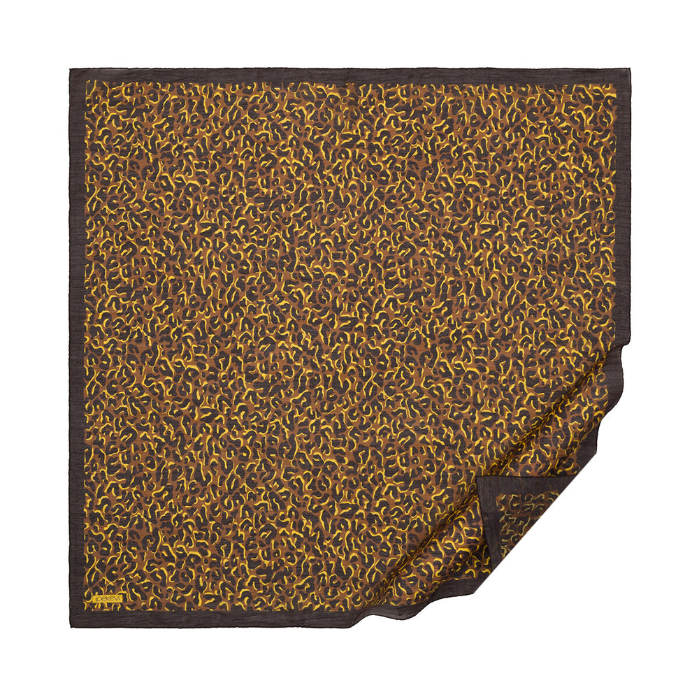 Siyah Gold Leopar Desenli Tensel Eşarp
