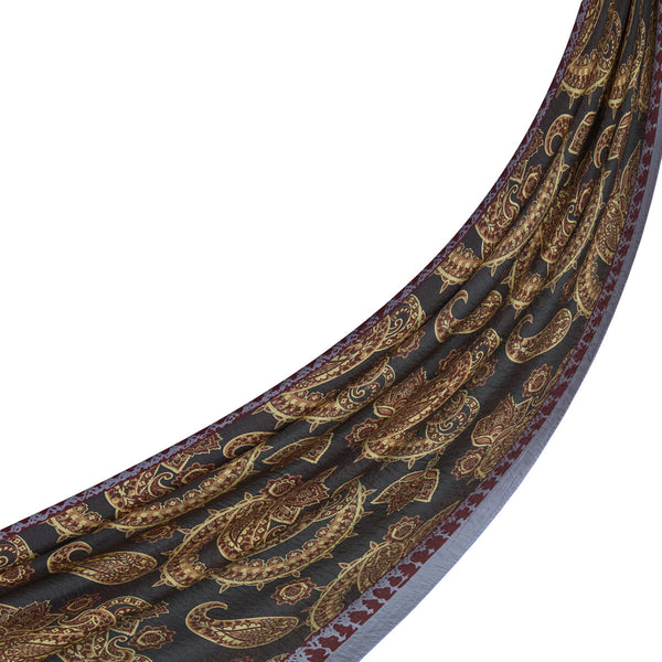 Siyah Gold Mezopotamya Desenli Tensel Şal