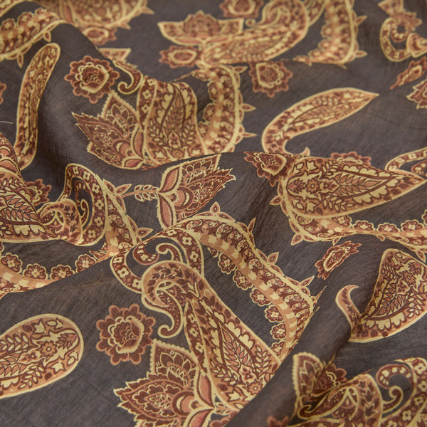 Siyah Gold Mezopotamya Desenli Tensel Şal