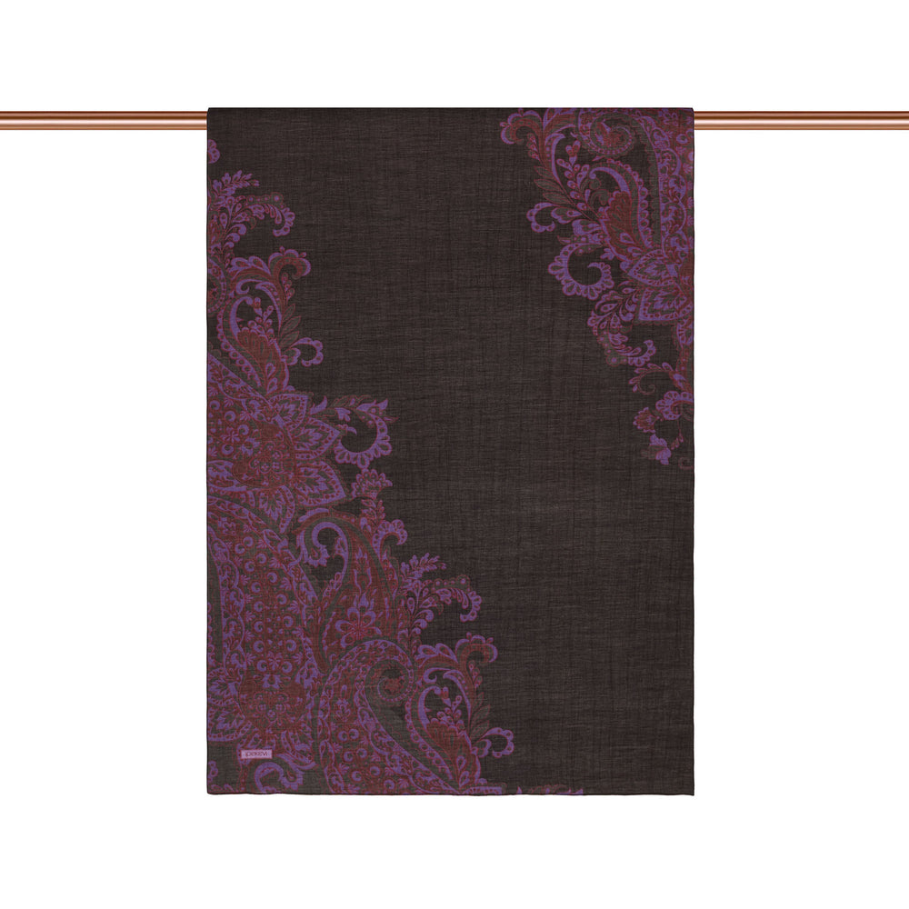Siyah Lavina Desenli Tensel Şal
