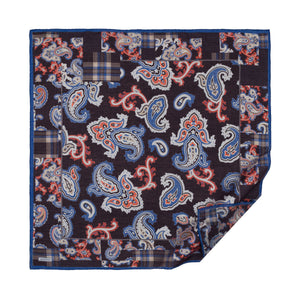 Siyah Mavi Patchwork Desenli Tensel Eşarp