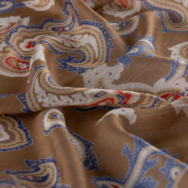 Sütlü Kahve Patchwork Desenli Tensel Eşarp