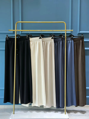 Berlin Yanı Nevrülü Geniş Paça Bambu Pantolon