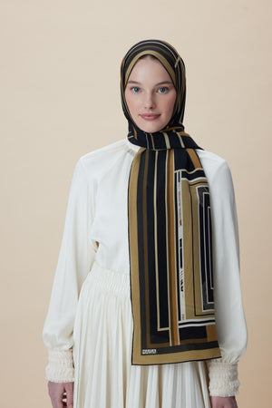 Vira Krep İpek Şal 70x190 Cm - Gold