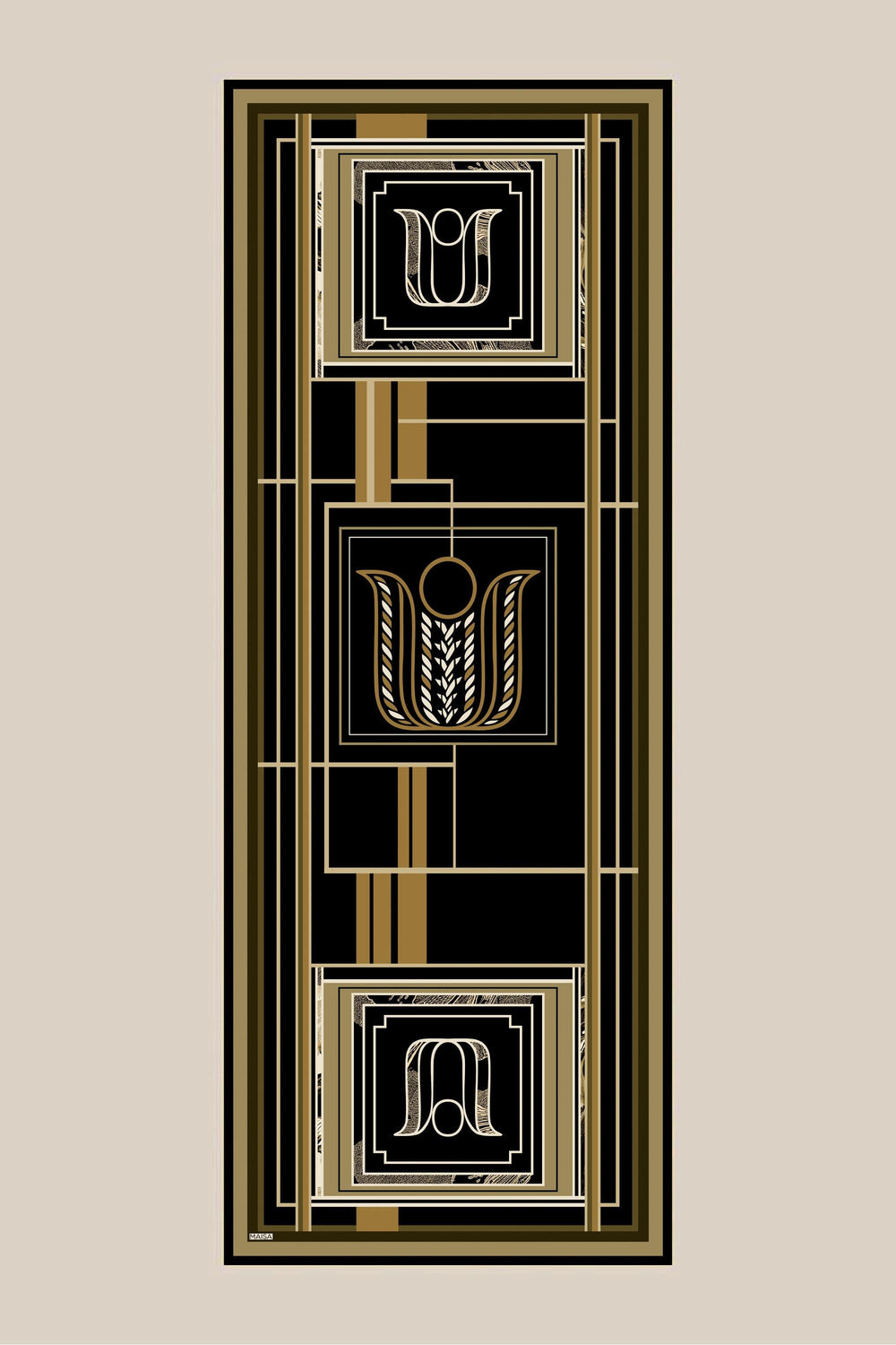 Vira Krep İpek Şal 70x190 Cm - Gold
