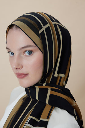 Vira Krep İpek Şal 70x190 Cm - Gold