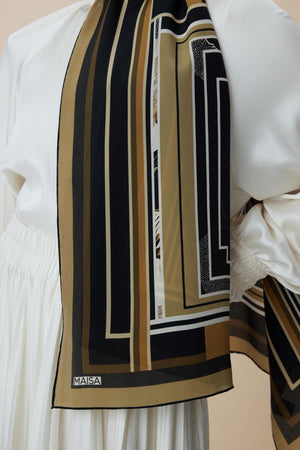 Vira Krep İpek Şal 70x190 Cm - Gold