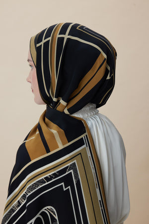 Vira Krep İpek Şal 70x190 Cm - Gold
