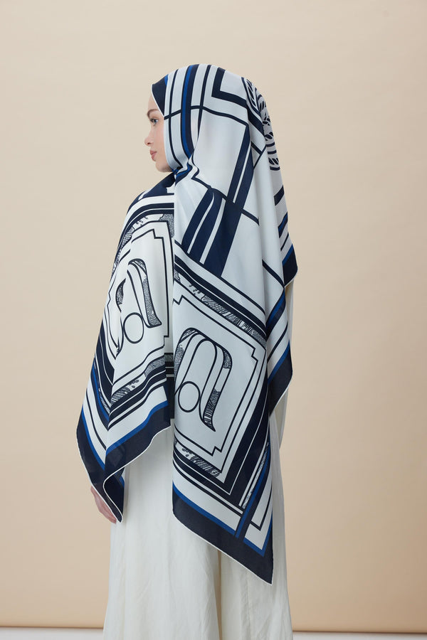 Vira Krep İpek Şal 70x190 Cm - Mavi