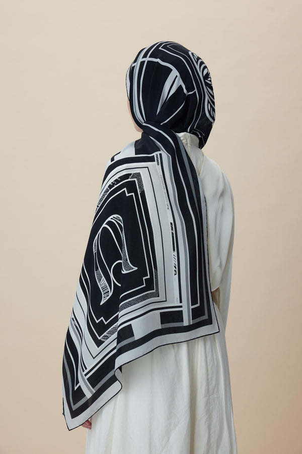 Vira Krep İpek Şal 70x190 Cm - Siyah