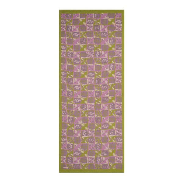 Yağ Yeşili Lila Mono Döngü Tensel Şal