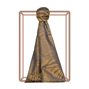 Yağ Yeşili Zebra Jakar Desenli İpek Şal