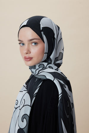 Yosun Pamuk İpek Şal 70x190 Cm - Siyah