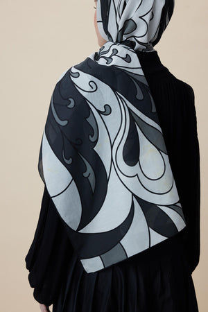 Yosun Pamuk İpek Şal 70x190 Cm - Siyah