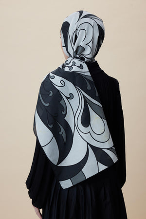 Yosun Pamuk İpek Şal 70x190 Cm - Siyah