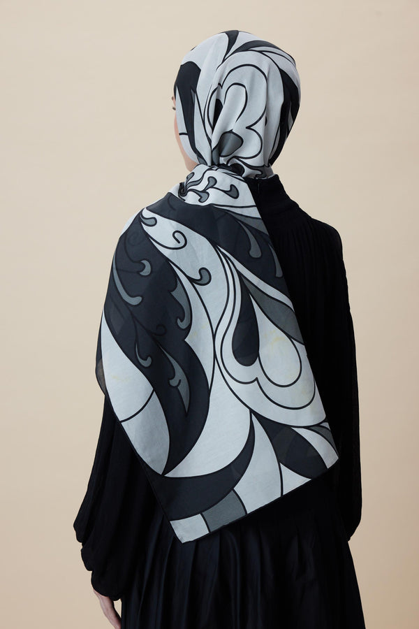 Yosun Pamuk İpek Şal 70x190 Cm - Siyah
