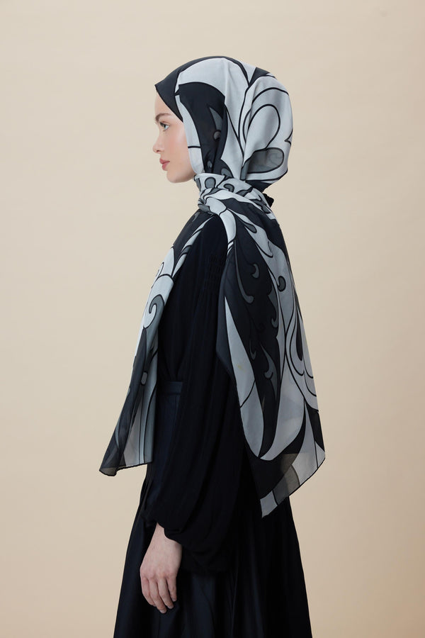 Yosun Pamuk İpek Şal 70x190 Cm - Siyah